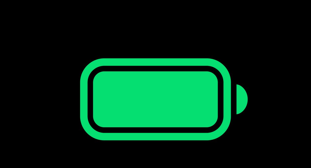 Battery icon fills up with charge, animation